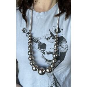 Western Navajo Pearl Style Necklace Graduated Silver Beads 8-30 mm Cowgirl Boho